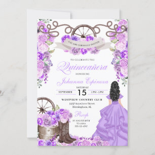 Invitation Lilac Purple Ouest Ranchero Quinceanera