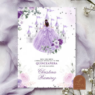 Invitation Lilac Purple Princess Conte de Fées Château Quince
