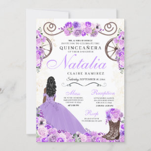 Invitation Lilac Purple Ranchero Princesse Robe Quinceanera