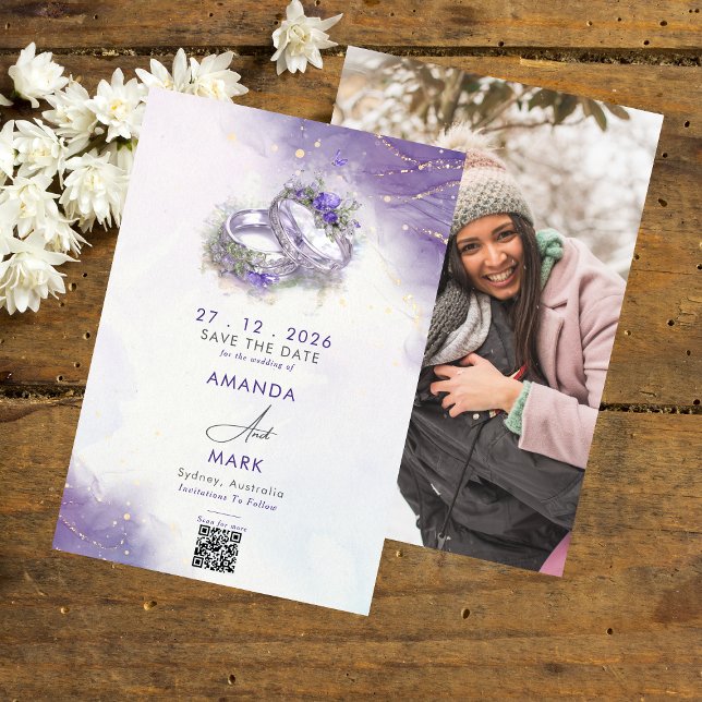 Invitation Lilac QR Code minimaliste moderne Enregistrer la d (Créateur téléchargé)