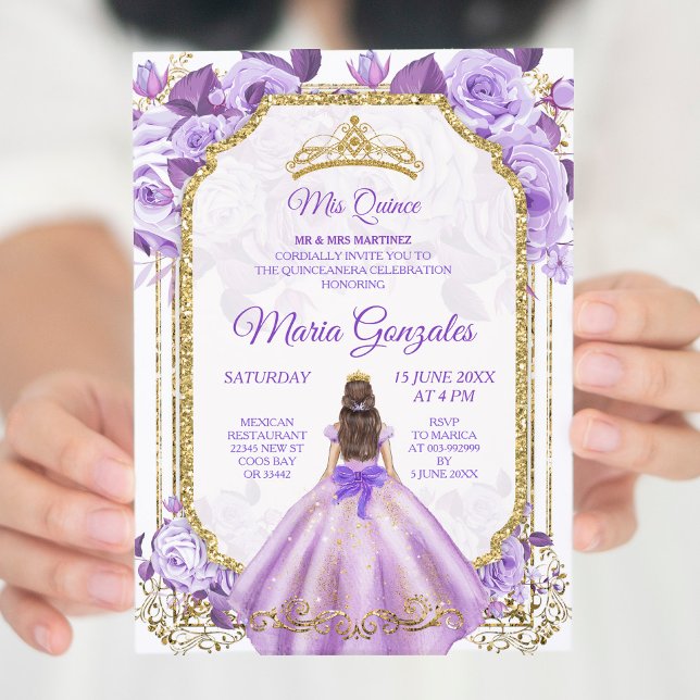Invitation Lilac Rose Mexicaine fille Charra Mis Quince 2 (Créateur téléchargé)