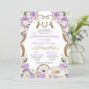 Invitation Lilac Rose Western Charro Cowgirl Quinceañera