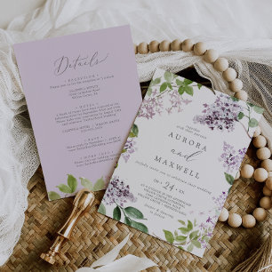 Invitation Lilac Rustique Tout en un Mariage