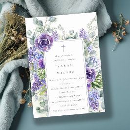 Invitation Lilac Succulent Eucalyptus Botanique Cadre Baptême
