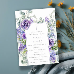 Invitation Lilac Succulent Eucalyptus Christening Botanique