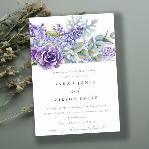 Invitation Lilac Succulent Eucalyptus Fauna Couples Douche