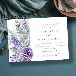 Invitation Lilac Succulent Eucalyptus Foliage Couples Douche
