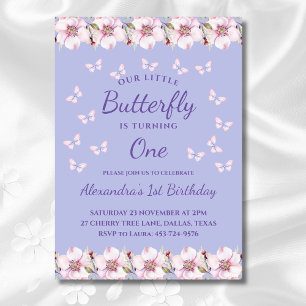 Invitation Lilac Tourne un petit papillon 1er anniversaire