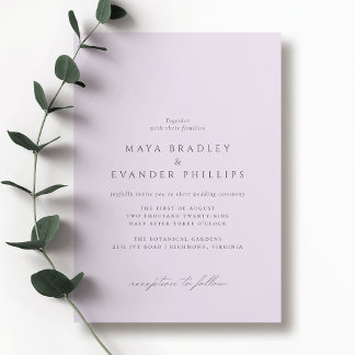 Invitation Lilac violet clair | Élégant Mariage Lavender
