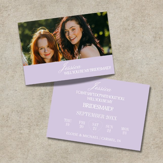 Invitation Lilac Will You Be My Bridesmaid Proposal Card (Lilac Will You Be My Bridesmaid Proposal Card)