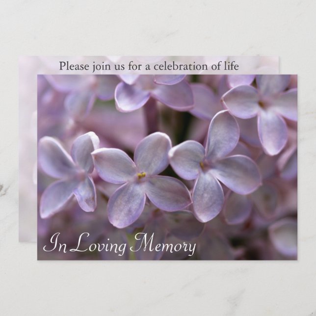Invitation lilas d'enterrement de cérémonie (Devant / Derrière)