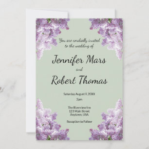 Invitation Lilas et Sauge Terreuse