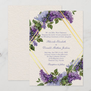 Invitation Lilics violets Mariage romantique