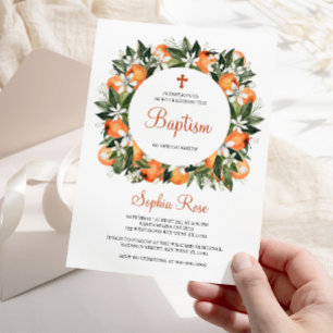 Invitation Lilies & Baptême Floral Orange
