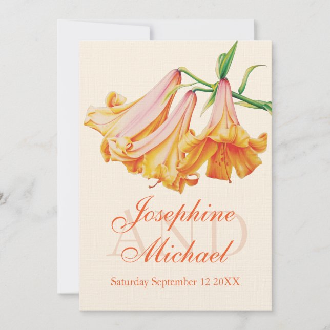 Invitation Lilies mariage peinture de fleur inviter (Devant)
