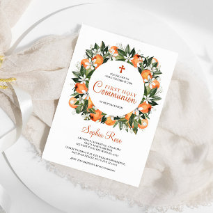 Invitation Lilies & Orange Floral Première sainte communion