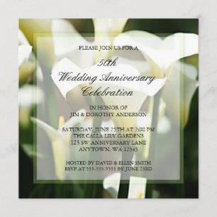 Invitation Lily Calla blanche 50e anniversaire de mariage