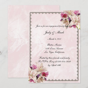 Invitation Lily Floral Mariage en marbre rose