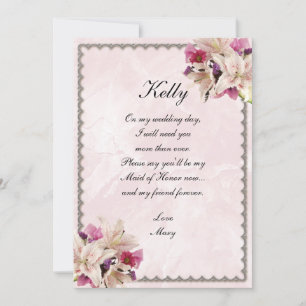 Invitation Lily Floral Rose Marbre Demoiselle d'Honneur Maria