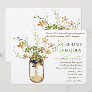 Invitation Lime de cuivre Olive Mason Jar Wild Flower Mariage