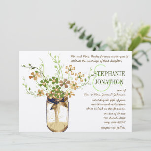 Invitation Lime de cuivre Olive Mason Jar Wild Flower Mariage
