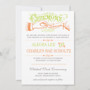 Invitation Lime et Orange Moderne Typographie Vintage Invitat