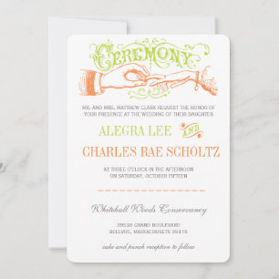 Invitation Lime et Orange Moderne Typographie Vintage Invitat