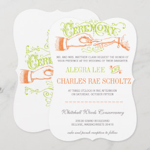 Invitation Lime et Orange Moderne Typographie Vintage Invitat
