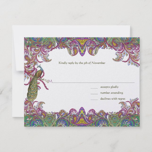 Invitation Lime Green et Raspberry Mariage damassé (Devant)