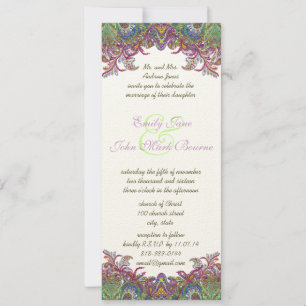 Invitation Lime Green et Raspberry Mariage damassé