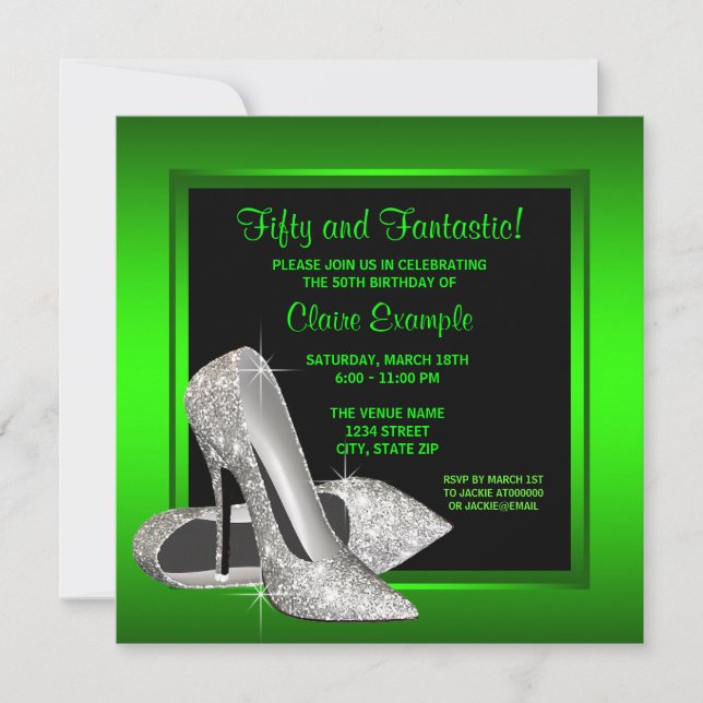 Invitation Lime Green High Heures Fête d'anniversaire (Devant)