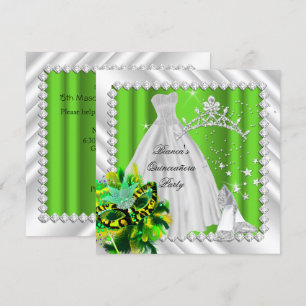 Invitation Lime Green Quinceanera 15ème Masquerade Party
