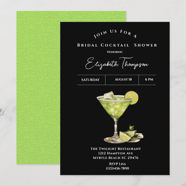 Invitation Lime Margarita Bridal Cocktail de douche Invitatio (Devant / Derrière)