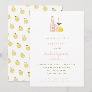 Invitation Limonade rose minimaliste Sip et voir