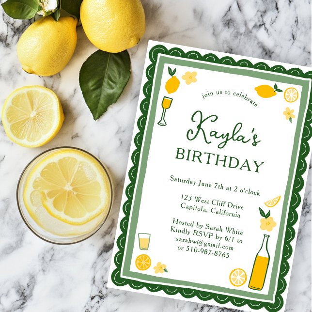 Invitation Limoncello Lemonade Lemons FÊTE D'ANNIVERSAIRE PER (Limoncello Lemonade Lemons CUSTOM BIRTHDAY PARTY Invitation
)