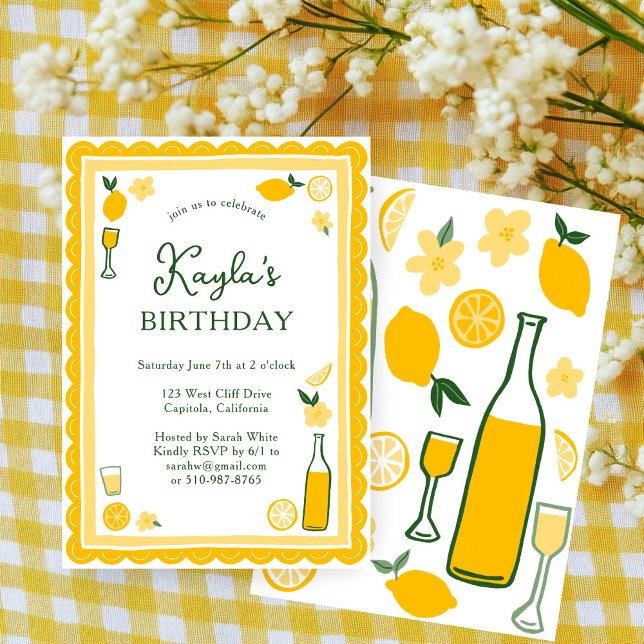 Invitation Limoncello Lemonade Lemons FÊTE D'ANNIVERSAIRE PER (Limoncello Lemonade Lemons CUSTOM BIRTHDAY PARTY Invitation
)
