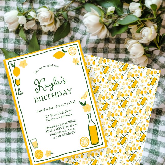 Invitation Limoncello Lemonade Lemons FÊTE D'ANNIVERSAIRE PER (Limoncello Lemonade Lemons CUSTOM BIRTHDAY PARTY Invitation
)