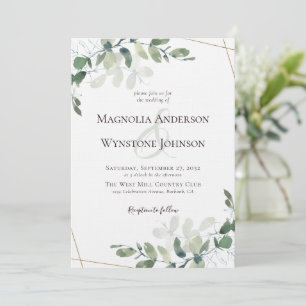 Invitation Lin Eucalyptus Verdure Or Mariage de luxe