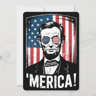 Invitation Lincoln Merica 4 juillet drapeau américain Vintage