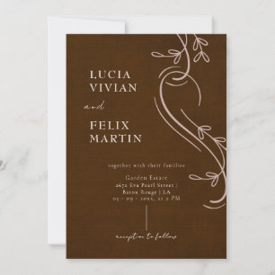 Invitation Linen Espresso Brown Tout en un Mariage
