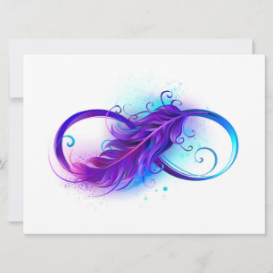 Invitation L'infini avec plume violette
