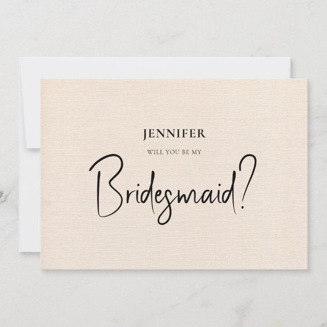 Invitation Linge Beige Blanc Script Vous Serez Ma Servante D' (Devant)