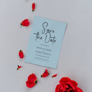 Invitation Linge Bleu Clair Simple Script Noir Enregistrer La