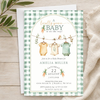 Invitation Linge de bébé en vichy cultivé localement Cadeaux 