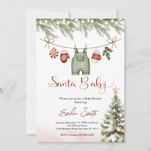 Invitation linge de bébé Noël bébé Santa baby shower