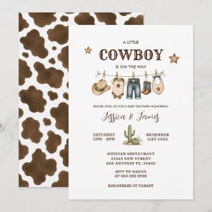Invitation Linge de bébé pour Baby Shower Petit Cowboy