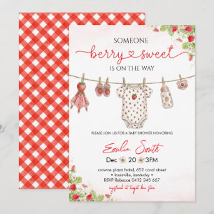 Invitation Linge de fraise Baby shower 