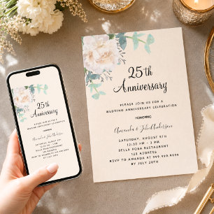 Invitation Linge de maison fleuri 25e anniversaire mariage