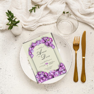 Invitation Linge Satiné moderne Lilac Arc Mariage Floral