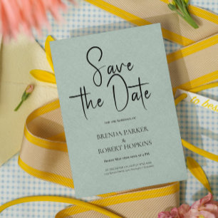 Invitation Linge Vert pâle Simple Script noir Enregistrer la 